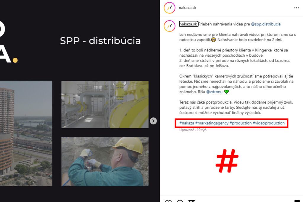 Hashtag (#) slúži na zoskupovanie príspevkov alebo obsahu podľa špecifických tém alebo kľúčových slov na sociálnych sieťach, čím uľahčuje vyhľadávanie a sledovanie diskusií alebo trendov.