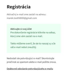 Aktivácia emailovej adresy po registrácii na portáli heureka.sk
